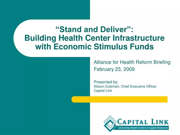 stand and deliver building health center infrastructure with economic stimulus funds