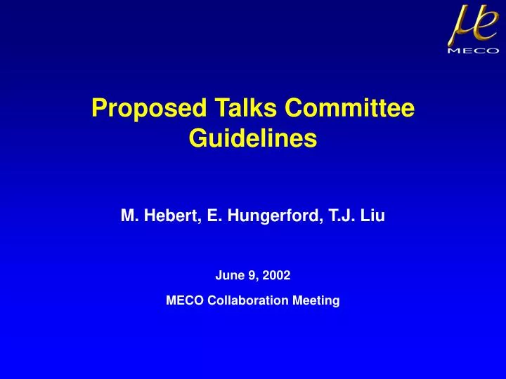 proposed talks committee guidelines