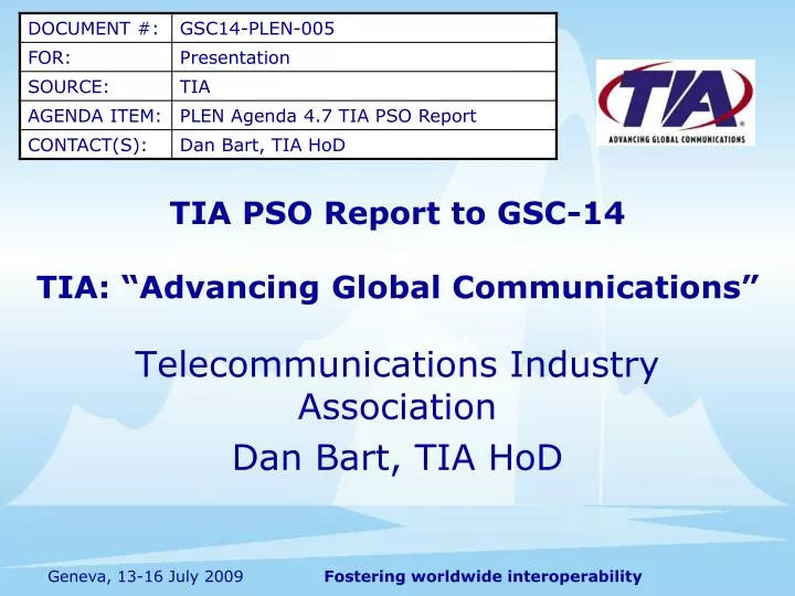 tia pso report to gsc 14 tia advancing global communications
