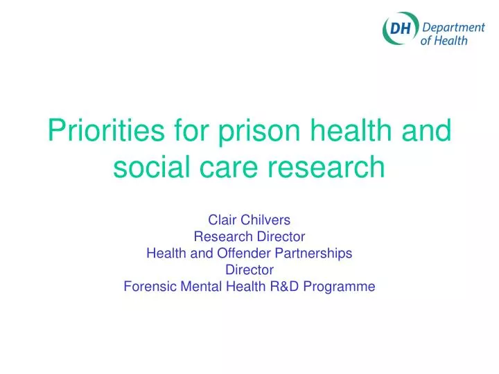 priorities for prison health and social care research