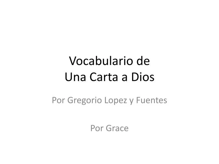 vocabulario de una carta a dios