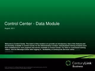 Control Center - Data Module
