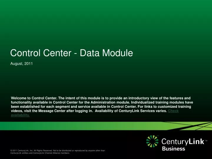 control center data module