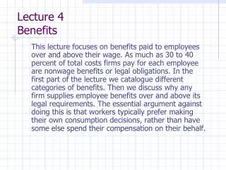 Lecture 4 Benefits