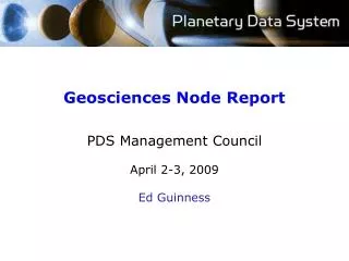 Geosciences Node Report