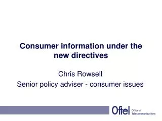 Consumer information under the new directives