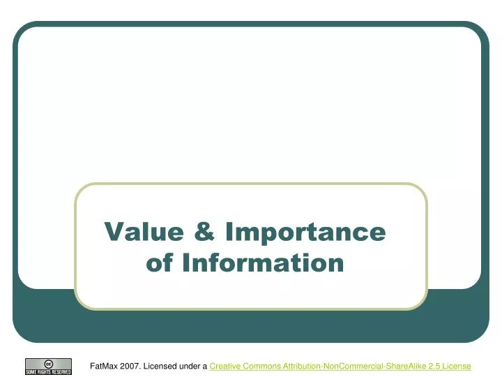 value importance of information