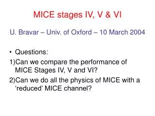 MICE stages IV, V &amp; VI