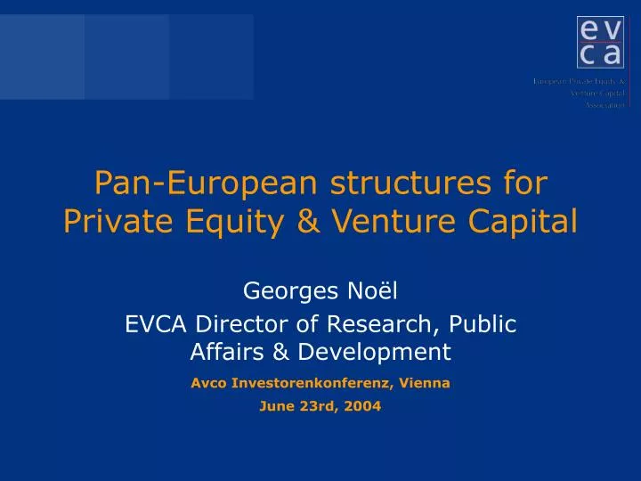 pan european structures for private equity venture capital