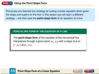 Using the Point-Slope Form