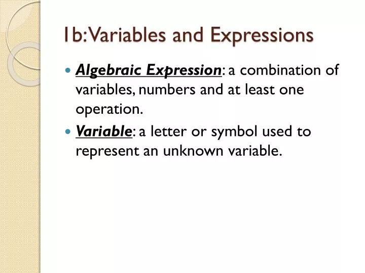 1b variables and expressions