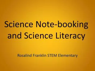 Science Note-booking and Science Literacy