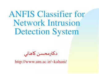 ANFIS Classifier for Network Intrusion Detection System