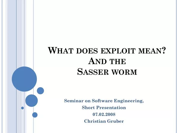what does exploit mean and the sasser worm