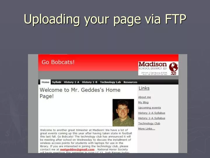 uploading your page via ftp