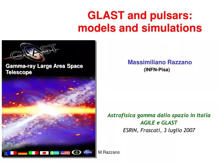 glast and pulsars models and simulations