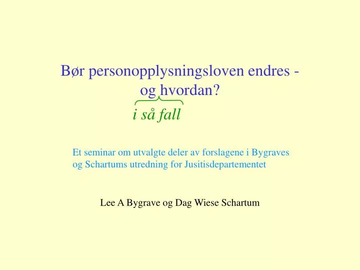 b r personopplysningsloven endres og hvordan