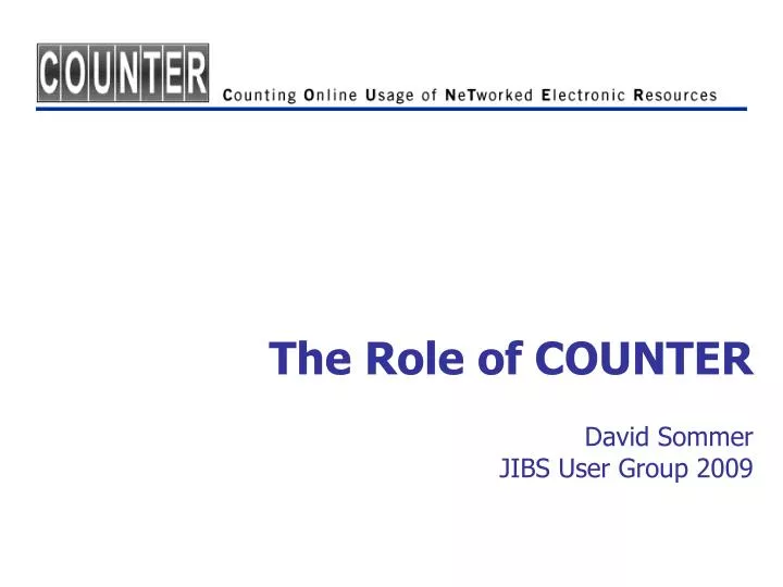 the role of counter david sommer jibs user group 2009