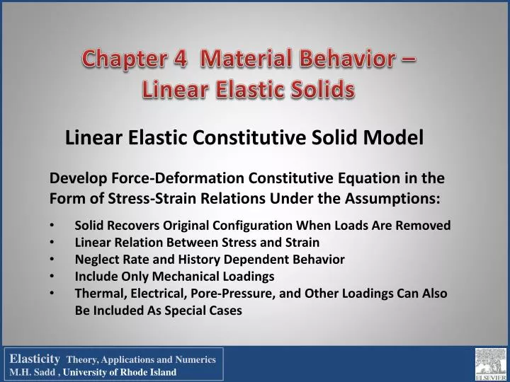 chapter 4 material behavior linear elastic solids