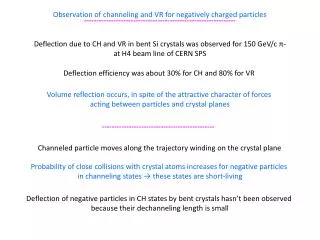 Observation of channeling and VR for negatively charged particles
