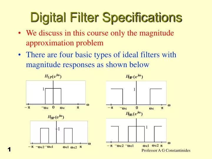 digital filter specifications