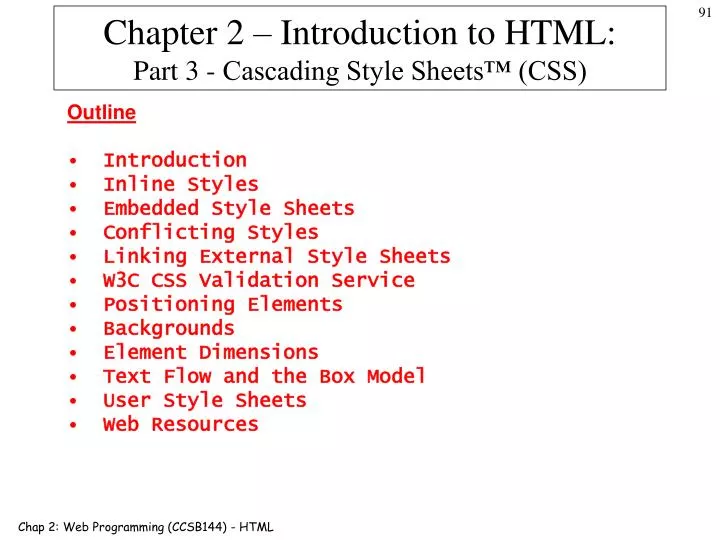 chapter 2 introduction to html part 3 cascading style sheets css