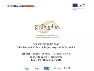 E-LASTIC WORKING PLAN Elisa Boscherini - E-lastic Project responsible for ANFIA