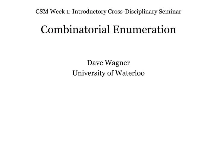 csm week 1 introductory cross disciplinary seminar
