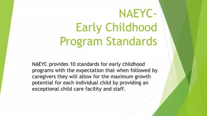 naeyc early childhood program standards