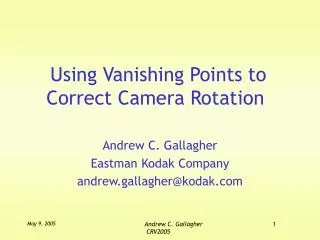 Using Vanishing Points to Correct Camera Rotation