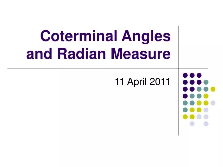coterminal angles and radian measure