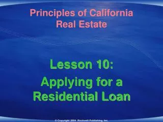 Principles of California Real Estate