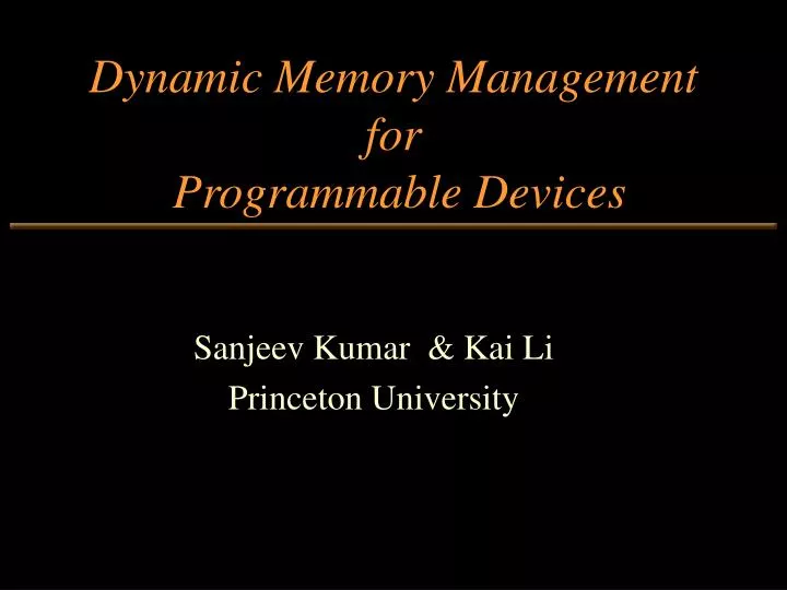 dynamic memory management for programmable devices