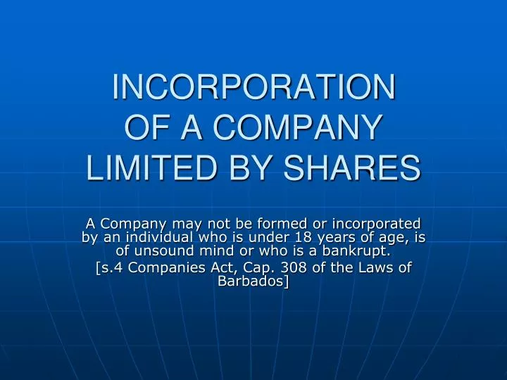 incorporation of a company limited by shares