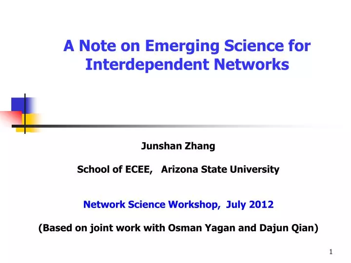 a note on emerging science for interdependent networks