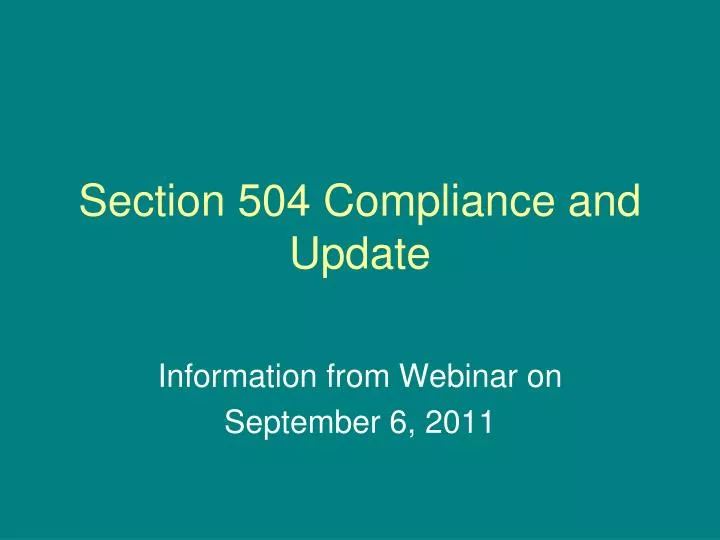 section 504 compliance and update