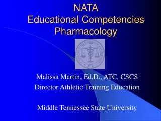 NATA Educational Competencies Pharmacology