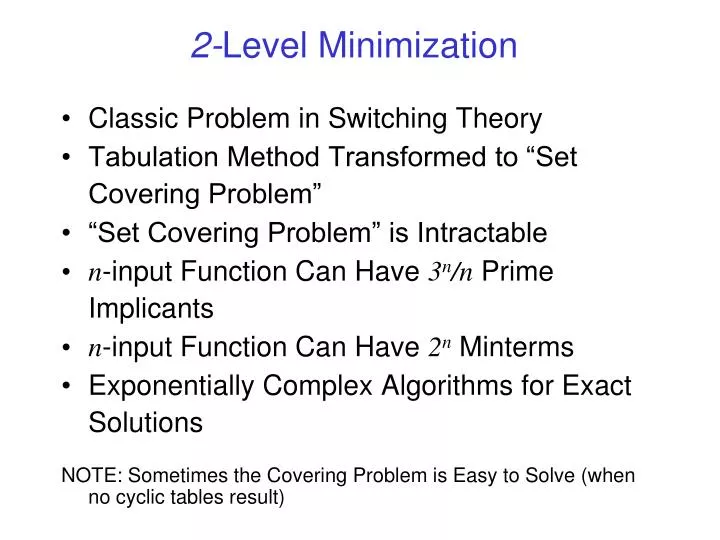 2 level minimization