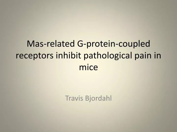 mas related g protein coupled receptors inhibit pathological pain in mice