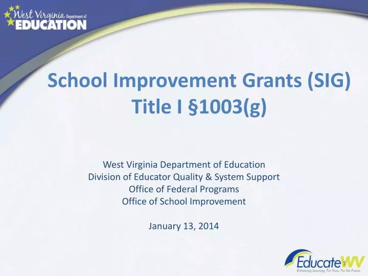 school improvement grants sig title i 1003 g