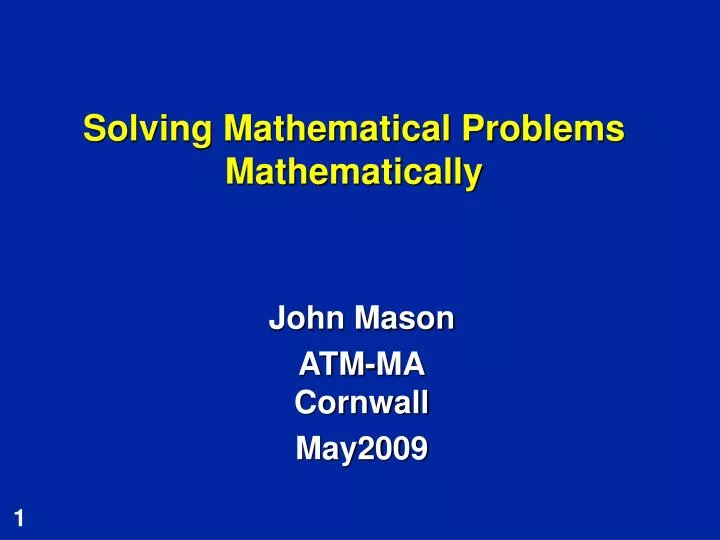 solving mathematical problems mathematically
