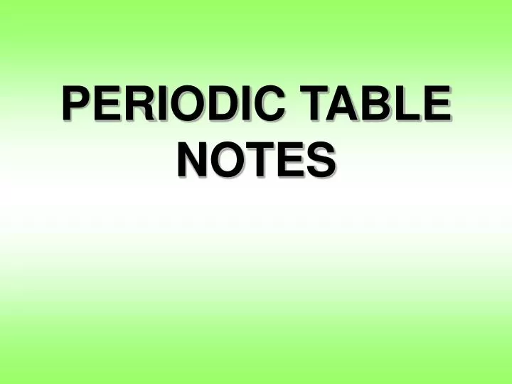 periodic table notes