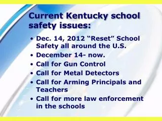 Current Kentucky school safety issues:
