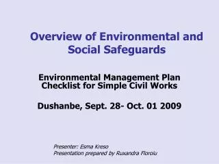Overview of Environmental and Social Safeguards