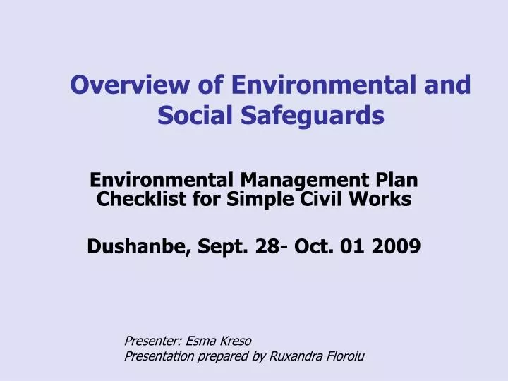 overview of environmental and social safeguards