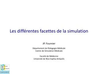 les diff rentes facettes de la simulation