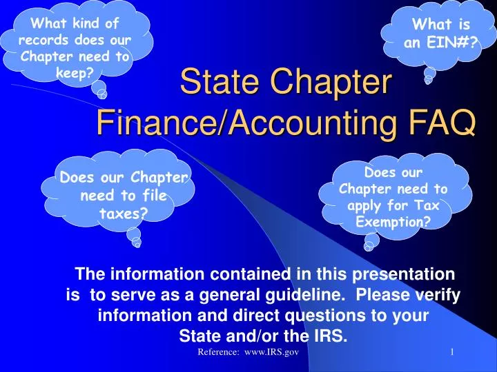 state chapter finance accounting faq