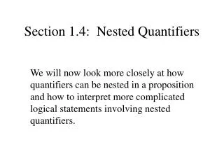 Section 1.4: Nested Quantifiers