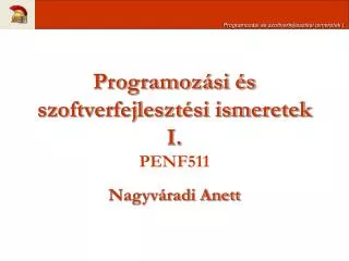 programoz si s szoftverfejleszt si ismeretek i penf511