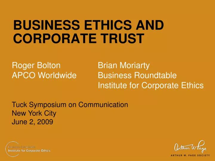 business ethics and corporate trust